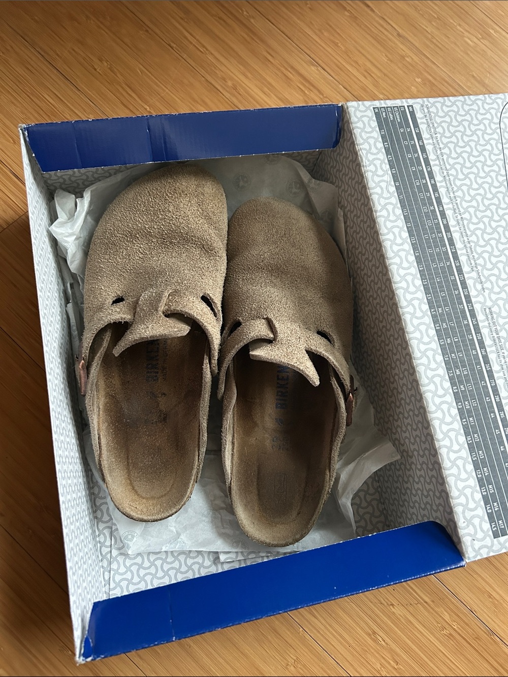 Birkenstock Boston Suede Clogs in Taupe